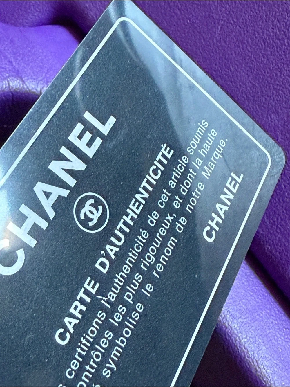 CHANEL Black and White Authenticity Card